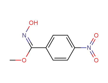 Molecular Structure of 64025-03-2 (Benzenecarboximidic acid, N-hydroxy-4-nitro-, methyl ester, (E)-)