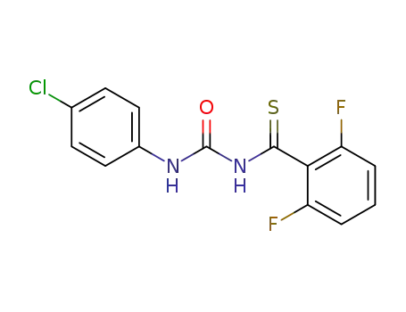 Molecular Structure of 60230-26-4 (Benzenecarbothioamide,
N-[[(4-chlorophenyl)amino]carbonyl]-2,6-difluoro-)
