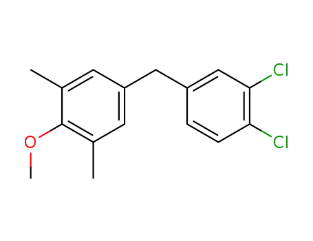 Molecular Structure of 61259-82-3 (Benzene, 5-[(3,4-dichlorophenyl)methyl]-2-methoxy-1,3-dimethyl-)