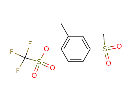 Molecular Structure of 57728-94-6 (Methanesulfonic acid, trifluoro-, 2-methyl-4-(methylsulfonyl)phenyl ester)
