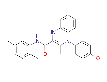 Molecular Structure of 56182-72-0 (2-Butenamide,
N-(2,5-dimethylphenyl)-3-[(4-methoxyphenyl)amino]-2-(phenylamino)-)