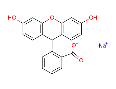 Molecular Structure of 5735-09-1 (Benzoic acid,2-(3,6-dihydroxy-9H-xanthen-9- yl)-,monosodium salt )