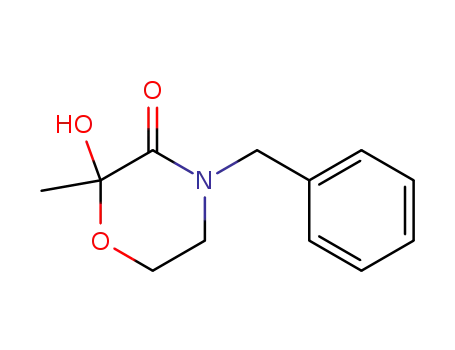 Molecular Structure of 61636-36-0 (3-Morpholinone, 2-hydroxy-2-methyl-4-(phenylmethyl)-)