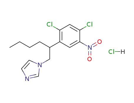 Molecular Structure of 61055-77-4 (1H-Imidazole, 1-[2-(2,4-dichloro-5-nitrophenyl)hexyl]-,
monohydrochloride)