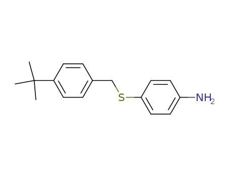 Molecular Structure of 866357-66-6 (Benzenamine, 4-[[[4-(1,1-dimethylethyl)phenyl]methyl]thio]-)