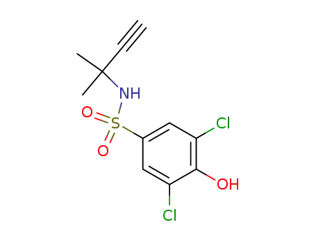 Molecular Structure of 61712-28-5 (Benzenesulfonamide,
3,5-dichloro-N-(1,1-dimethyl-2-propynyl)-4-hydroxy-)