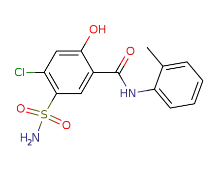 Molecular Structure of 14556-97-9 (Benzamide,5-(aminosulfonyl)-4-chloro-2-hydroxy-N-(2-methylphenyl)-)