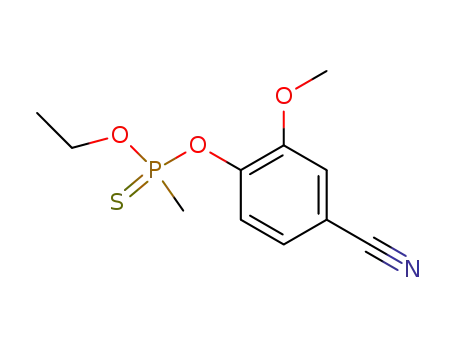 Molecular Structure of 4081-13-4 (Phosphonothioic acid, methyl-, O-(4-cyano-2-methoxyphenyl) O-ethyl
ester)