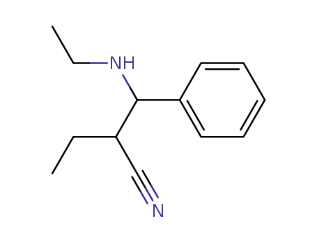 Molecular Structure of 62834-11-1 (Benzenepropanenitrile, a-ethyl-b-(ethylamino)-)