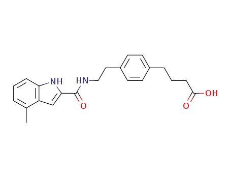 Molecular Structure of 61629-85-4 (Benzenebutanoic acid,
4-[2-[[(4-methyl-1H-indol-2-yl)carbonyl]amino]ethyl]-)