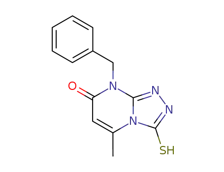 Molecular Structure of 93608-67-4 (1,2,4-Triazolo[4,3-a]pyrimidin-7(8H)-one,
2,3-dihydro-5-methyl-8-(phenylmethyl)-3-thioxo-)