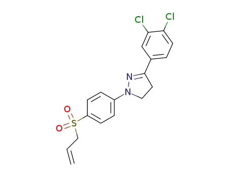 Molecular Structure of 62453-96-7 (1H-Pyrazole,
3-(3,4-dichlorophenyl)-4,5-dihydro-1-[4-(2-propenylsulfonyl)phenyl]-)