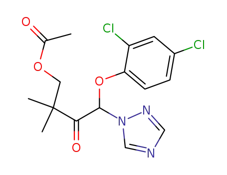 Molecular Structure of 66126-31-6 (2-Butanone,
4-(acetyloxy)-1-(2,4-dichlorophenoxy)-3,3-dimethyl-1-(1H-1,2,4-triazol-1
-yl)-)
