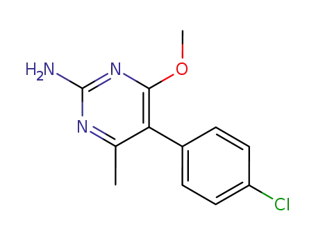 Molecular Structure of 61539-05-7 (2-Pyrimidinamine, 5-(4-chlorophenyl)-4-methoxy-6-methyl-)