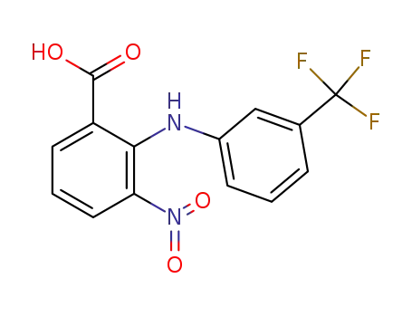 Molecular Structure of 39053-10-6 (Benzoic  acid,  3-nitro-2-[[3-(trifluoromethyl)phenyl]amino]-)