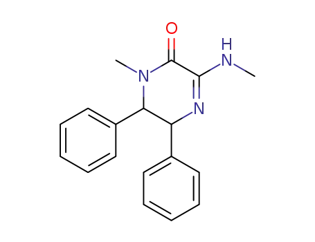 Molecular Structure of 62135-41-5 (2(1H)-Pyrazinone, 5,6-dihydro-1-methyl-3-(methylamino)-5,6-diphenyl-)
