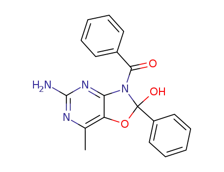 Molecular Structure of 61581-19-9 (Oxazolo[4,5-d]pyrimidin-2-ol,
5-amino-3-benzoyl-2,3-dihydro-7-methyl-2-phenyl-)