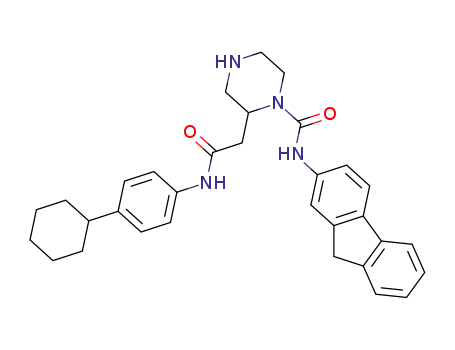 Molecular Structure of 918434-19-2 (2-Piperazineacetamide,
N-(4-cyclohexylphenyl)-1-[(9H-fluoren-2-ylamino)carbonyl]-)