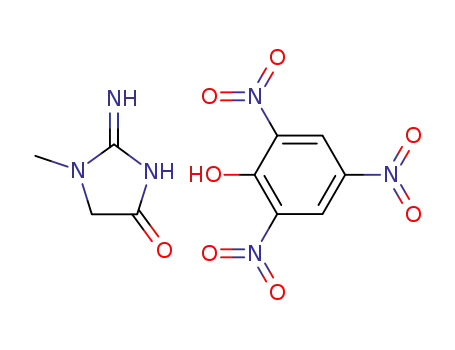Molecular Structure of 2244-17-9 (4H-Imidazol-4-one, 2-amino-1,5-dihydro-1-methyl-, compd. with
2,4,6-trinitrophenol (1:1))