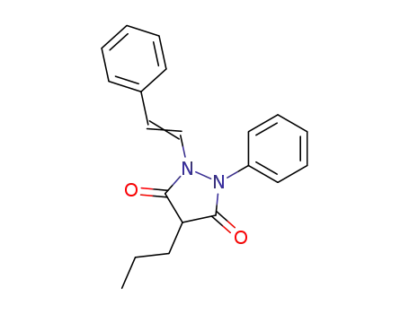 Molecular Structure of 26262-23-7 (3,5-Pyrazolidinedione,1-phenyl-2-(2-phenylethenyl)-4-propyl-)