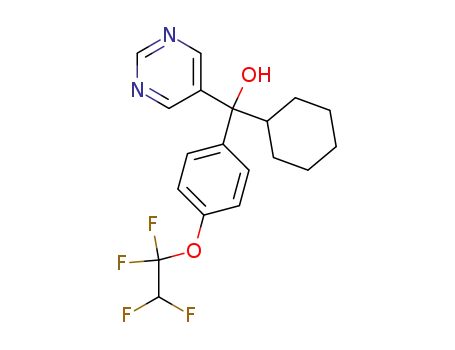 Molecular Structure of 56425-96-8 (5-Pyrimidinemethanol,
a-cyclohexyl-a-[4-(1,1,2,2-tetrafluoroethoxy)phenyl]-)