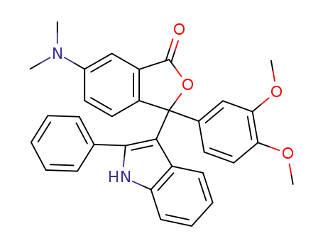Molecular Structure of 62632-88-6 (1(3H)-Isobenzofuranone,
3-(3,4-dimethoxyphenyl)-6-(dimethylamino)-3-(2-phenyl-1H-indol-3-yl)-)