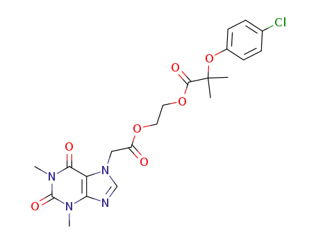 Molecular Structure of 61379-40-6 (7H-Purine-7-acetic acid, 1,2,3,6-tetrahydro-1,3-dimethyl-2,6-dioxo-,
2-[2-(4-chlorophenoxy)-2-methyl-1-oxopropoxy]ethyl ester)