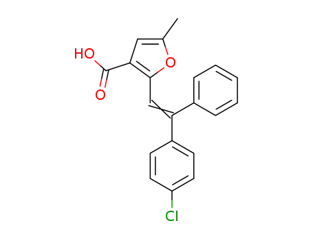 Molecular Structure of 63405-21-0 (3-Furancarboxylic acid, 2-[2-(4-chlorophenyl)-2-phenylethenyl]-5-methyl-)