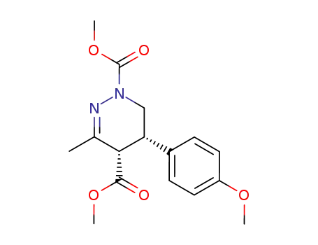 Molecular Structure of 63160-34-9 (1,4(4H)-Pyridazinedicarboxylic acid,
5,6-dihydro-5-(4-methoxyphenyl)-3-methyl-, dimethyl ester, cis-)