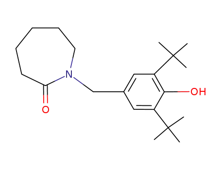 Molecular Structure of 42046-10-6 (2H-Azepin-2-one,
1-[[3,5-bis(1,1-dimethylethyl)-4-hydroxyphenyl]methyl]hexahydro-)