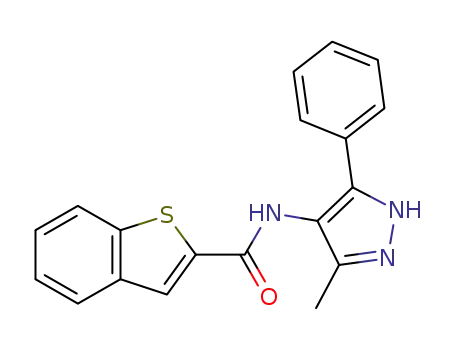 Molecular Structure of 824968-95-8 (Benzo[b]thiophene-2-carboxamide,
N-(3-methyl-5-phenyl-1H-pyrazol-4-yl)-)