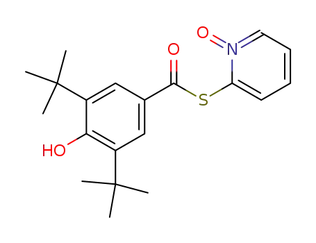 Molecular Structure of 61443-92-3 (Benzenecarbothioic acid, 3,5-bis(1,1-dimethylethyl)-4-hydroxy-,
S-(1-oxido-2-pyridinyl) ester)