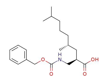 Molecular Structure of 610300-56-6 (Nonanoic acid,
4,8-dimethyl-2-[[[(phenylmethoxy)carbonyl]amino]methyl]-, (2R,4R)-)