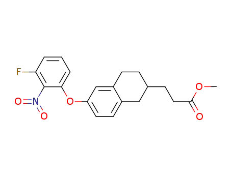 Molecular Structure of 866082-71-5 (2-Naphthalenepropanoic acid,
6-(3-fluoro-2-nitrophenoxy)-1,2,3,4-tetrahydro-, methyl ester)