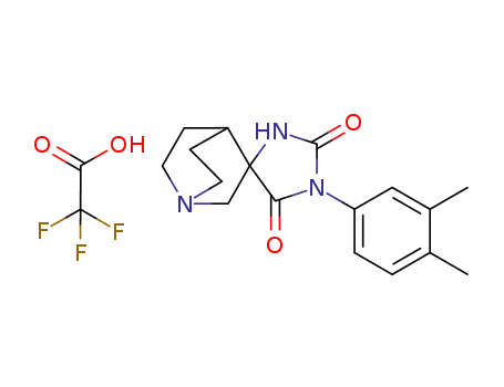 Molecular Structure of 917986-87-9 (Spiro[1-azabicyclo[2.2.2]octane-3,4'-imidazolidine]-2',5'-dione,
1'-(3,4-dimethylphenyl)-, 2,2,2-trifluoroacetate (1:1))