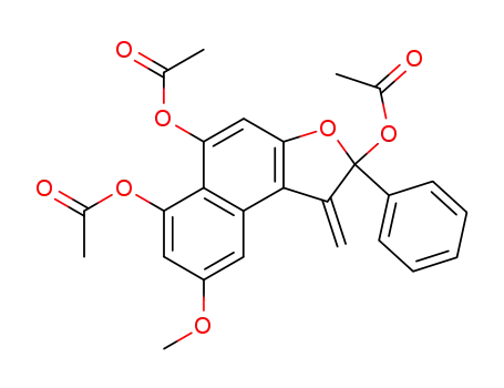 Molecular Structure of 65253-84-1 (Naphtho[2,1-b]furan-2,5,6-triol,
1,2-dihydro-8-methoxy-1-methylene-2-phenyl-, triacetate)