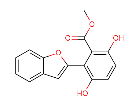 Molecular Structure of 63579-21-5 (Benzoic acid, 2-(2-benzofuranyl)-3,6-dihydroxy-, methyl ester)