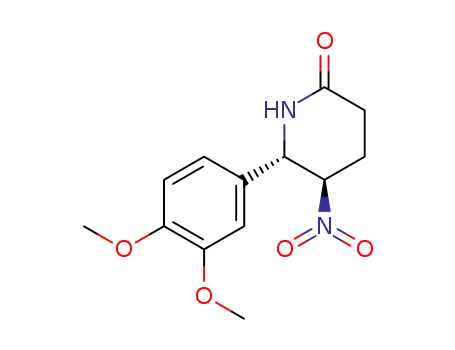 Molecular Structure of 61298-29-1 (2-Piperidinone, 6-(3,4-dimethoxyphenyl)-5-nitro-, trans-)