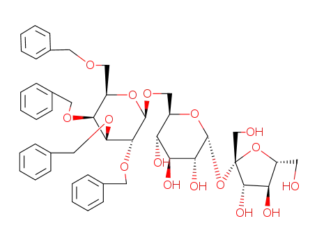 (2R,3R,4S,5S,6R)-2-((2S,3S,4S,5R)-3,4-Dihydroxy-2,5-bis-hydroxymethyl-tetrahydro-furan-2-yloxy)-6-((2R,3R,4S,5S,6R)-3,4,5-tris-benzyloxy-6-benzyloxymethyl-tetrahydro-pyran-2-yloxymethyl)-tetrahydro-pyran-3,4,5-triol