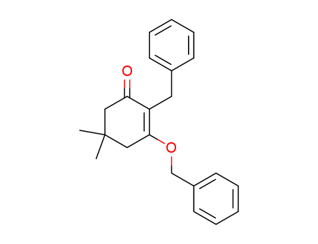 Molecular Structure of 13321-70-5 (2-Cyclohexen-1-one, 5,5-dimethyl-3-(phenylmethoxy)-2-(phenylmethyl)-)