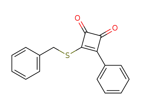 Molecular Structure of 64469-81-4 (3-Cyclobutene-1,2-dione, 3-phenyl-4-[(phenylmethyl)thio]-)