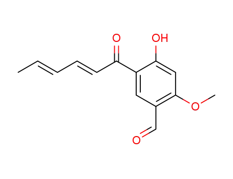 Molecular Structure of 51167-44-3 (Benzaldehyde, 4-hydroxy-2-methoxy-5-(1-oxo-2,4-hexadienyl)-, (E,E)-)