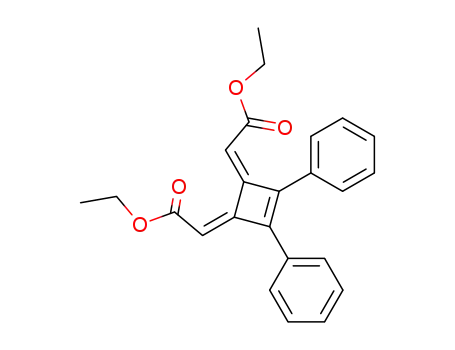 Molecular Structure of 64566-33-2 (Acetic acid, 2,2'-(3,4-diphenyl-3-cyclobutene-1,2-diylidene)bis-, diethyl
ester, (E,Z)-)