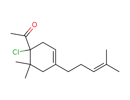 Molecular Structure of 66362-86-5 (Ethanone,
1-[1-chloro-6,6-dimethyl-4-(4-methyl-3-pentenyl)-3-cyclohexen-1-yl]-)