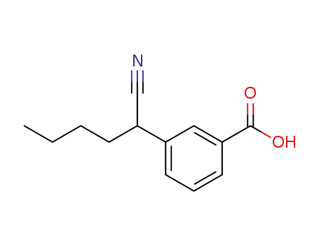 Molecular Structure of 64379-77-7 (Benzoic acid, 3-(1-cyanopentyl)-)