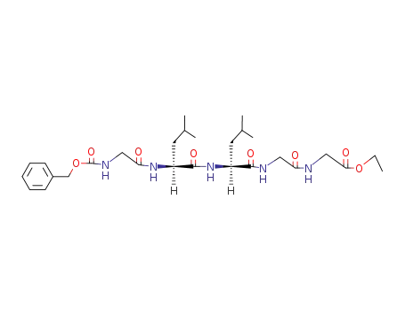 Molecular Structure of 62188-80-1 (Glycine,
N-[N-[N-[N-[N-[(phenylmethoxy)carbonyl]glycyl]-L-leucyl]-L-leucyl]glycyl]-,
ethyl ester)
