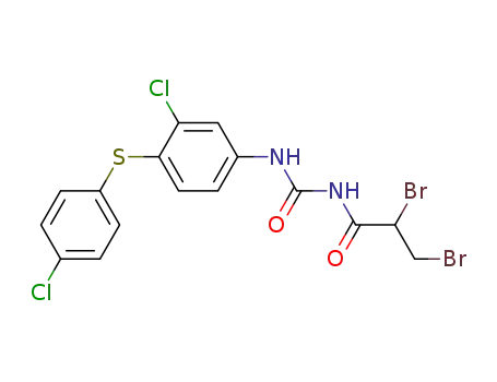 Molecular Structure of 58414-16-7 (Propanamide,
2,3-dibromo-N-[[[3-chloro-4-[(4-chlorophenyl)thio]phenyl]amino]carbonyl
]-)