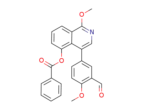 Molecular Structure of 651030-51-2 (Benzaldehyde, 5-[5-(benzoyloxy)-1-methoxy-4-isoquinolinyl]-2-methoxy-)