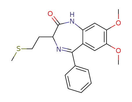 Molecular Structure of 477742-74-8 (2H-1,4-Benzodiazepin-2-one,
1,3-dihydro-7,8-dimethoxy-3-[2-(methylthio)ethyl]-5-phenyl-)