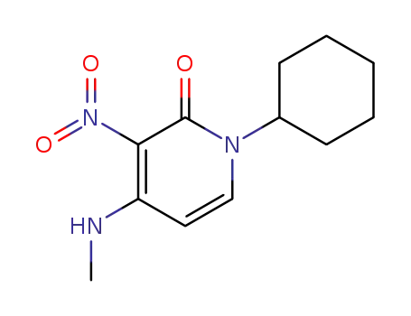 Molecular Structure of 62617-56-5 (2(1H)-Pyridinone, 1-cyclohexyl-4-(methylamino)-3-nitro-)